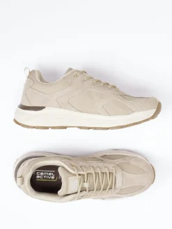 Camel Active – Sneaker aus Nubukleder und Mesh taupe