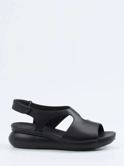 Camper – Keilsandalette aus Kalbleder schwarz