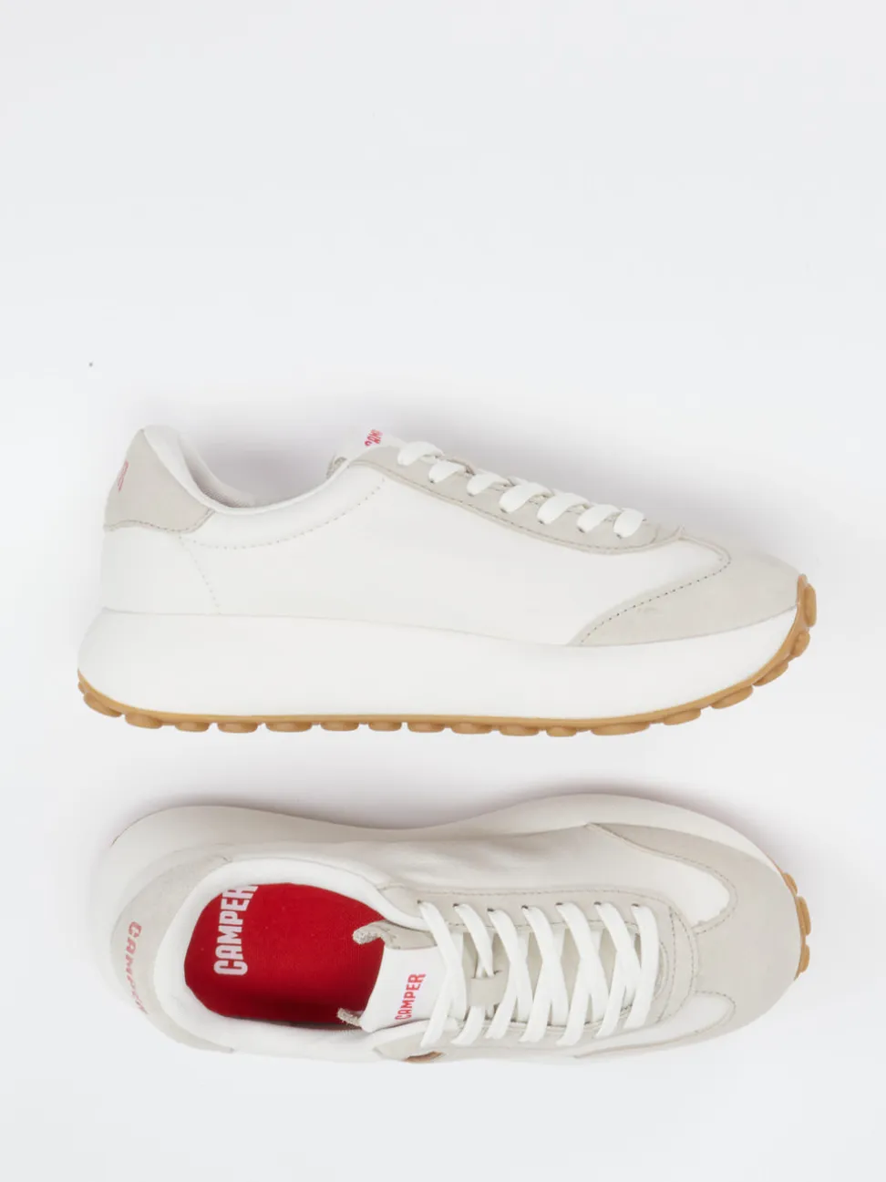 Camper – Retro-Sneaker aus Velours- und Glattleder Offwhite