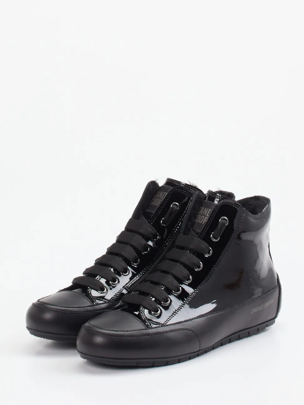 Candice Cooper – High-Top Sneaker aus Lackleder schwarz