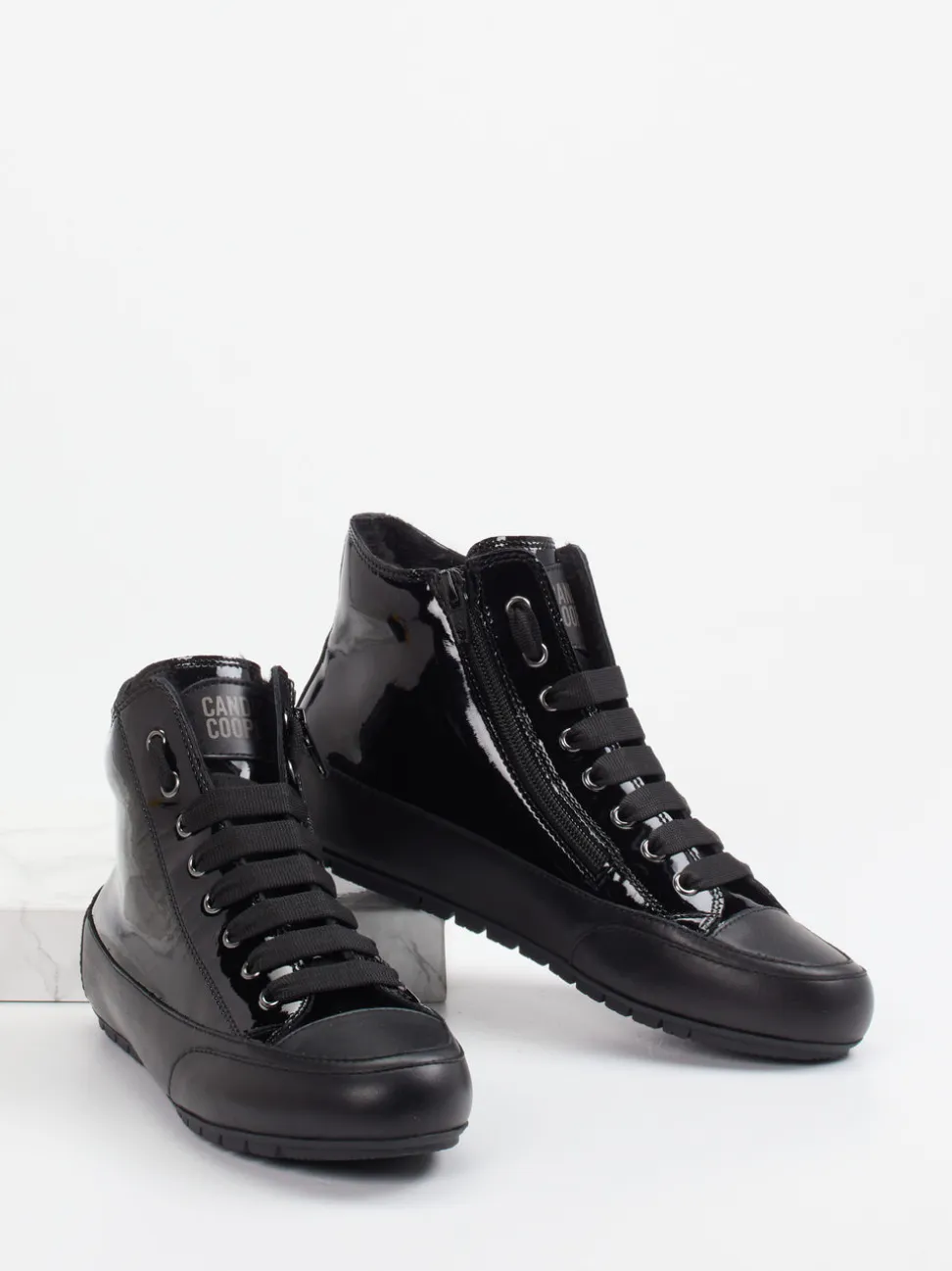 Candice Cooper – High-Top Sneaker aus Lackleder schwarz