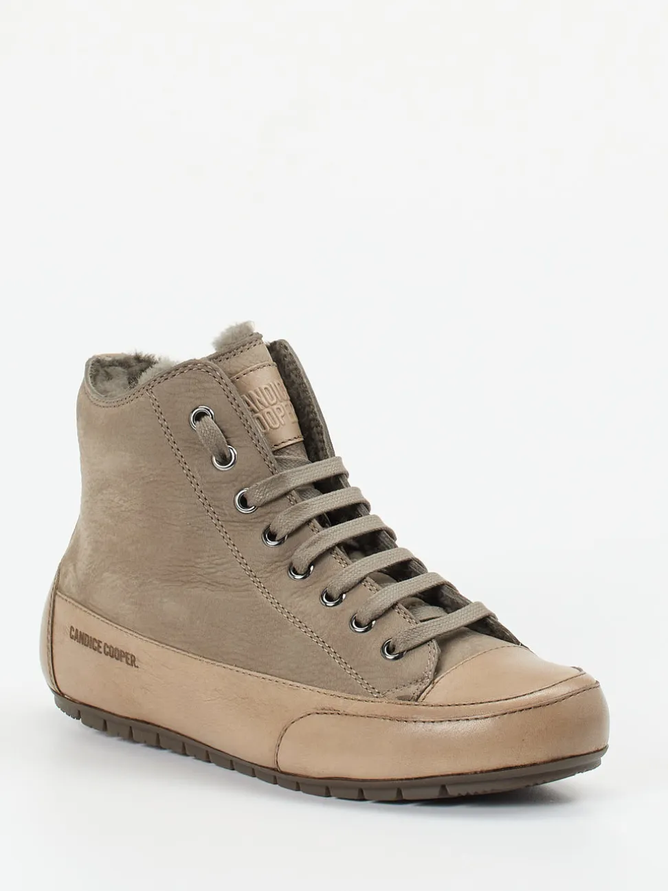 Candice Cooper – High-Top Sneaker aus Nubukleder Taupe