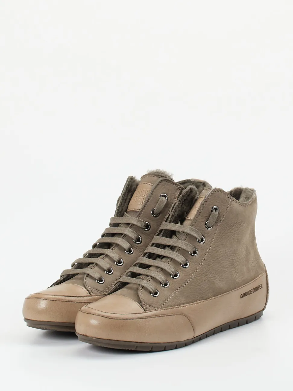 Candice Cooper – High-Top Sneaker aus Nubukleder Taupe