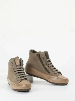 Candice Cooper – High-Top Sneaker aus Nubukleder Taupe