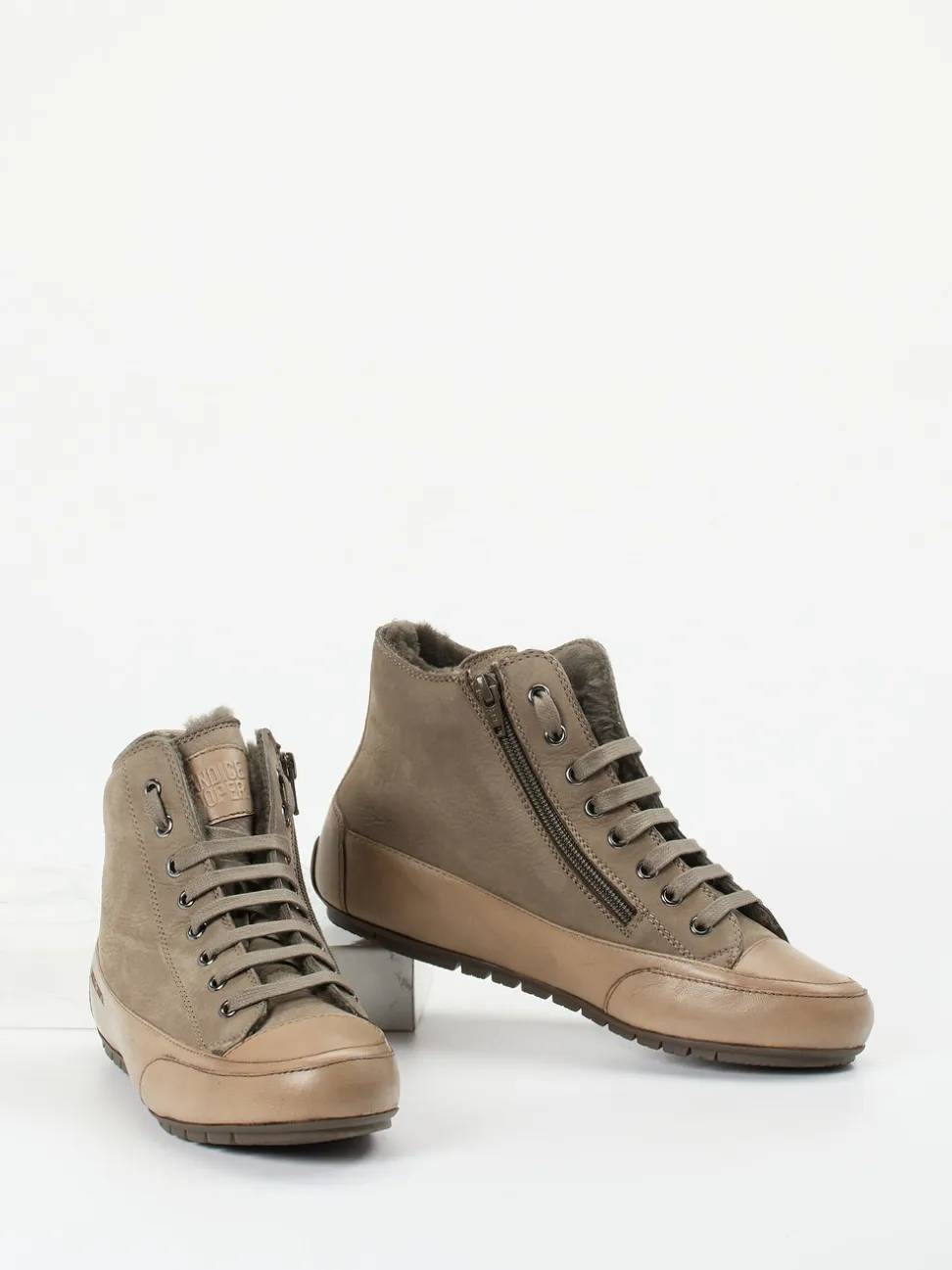 Candice Cooper – High-Top Sneaker aus Nubukleder Taupe