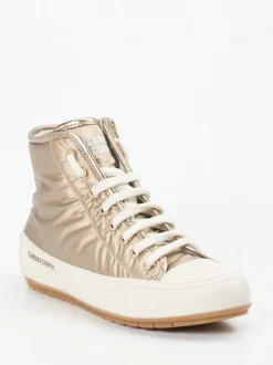 Candice Cooper – High-Top Sneaker aus Metallicleder Beige
