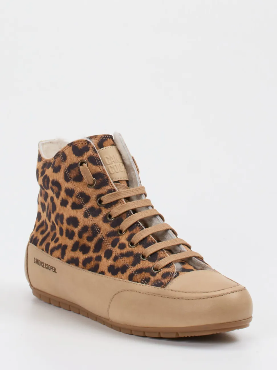 Candice Cooper – High-Top Sneaker aus Veloursleder Leoprint