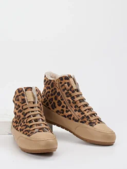 Candice Cooper – High-Top Sneaker aus Veloursleder Leoprint