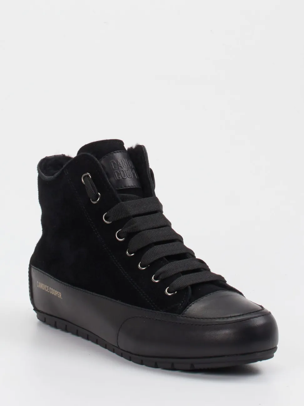 Candice Cooper – High-Top-Sneaker aus Veloursleder schwarz