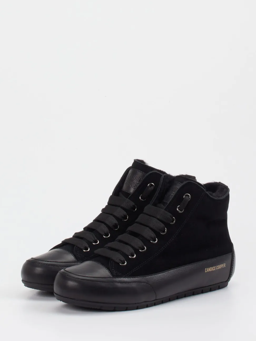 Candice Cooper – High-Top-Sneaker aus Veloursleder schwarz