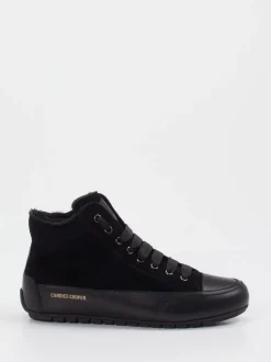 Candice Cooper – High-Top-Sneaker aus Veloursleder schwarz