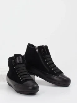 Candice Cooper – High-Top-Sneaker aus Veloursleder schwarz