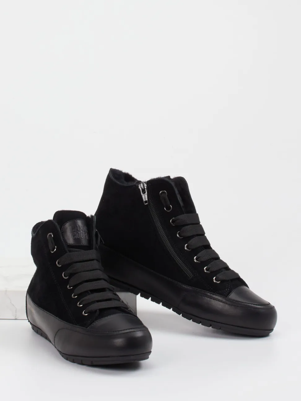 Candice Cooper – High-Top-Sneaker aus Veloursleder schwarz