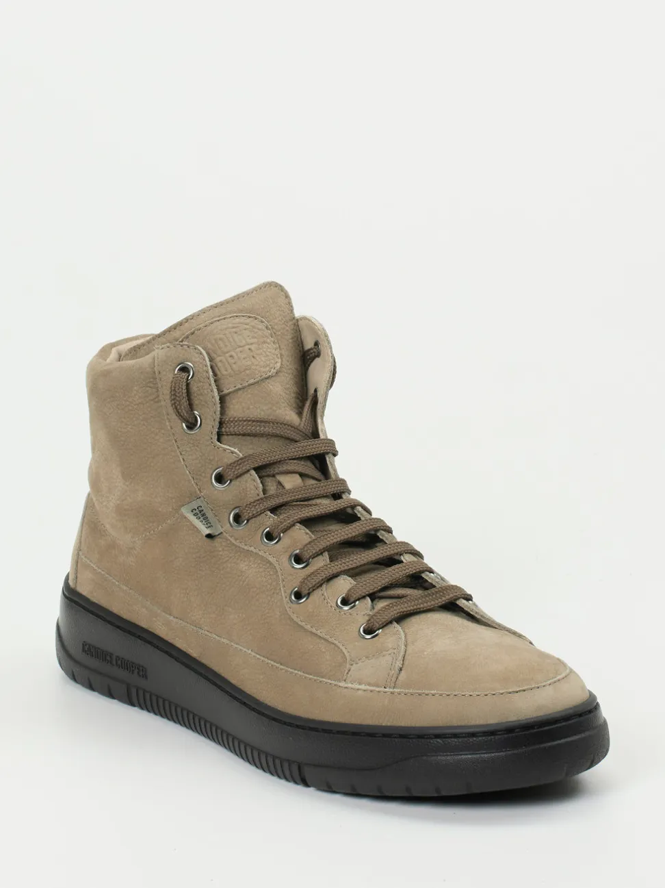 Candice Cooper – High-Top-Sneaker aus Nubukleder taupe