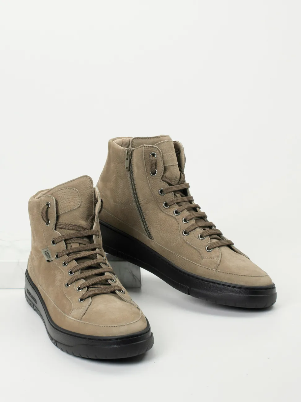 Candice Cooper – High-Top-Sneaker aus Nubukleder taupe