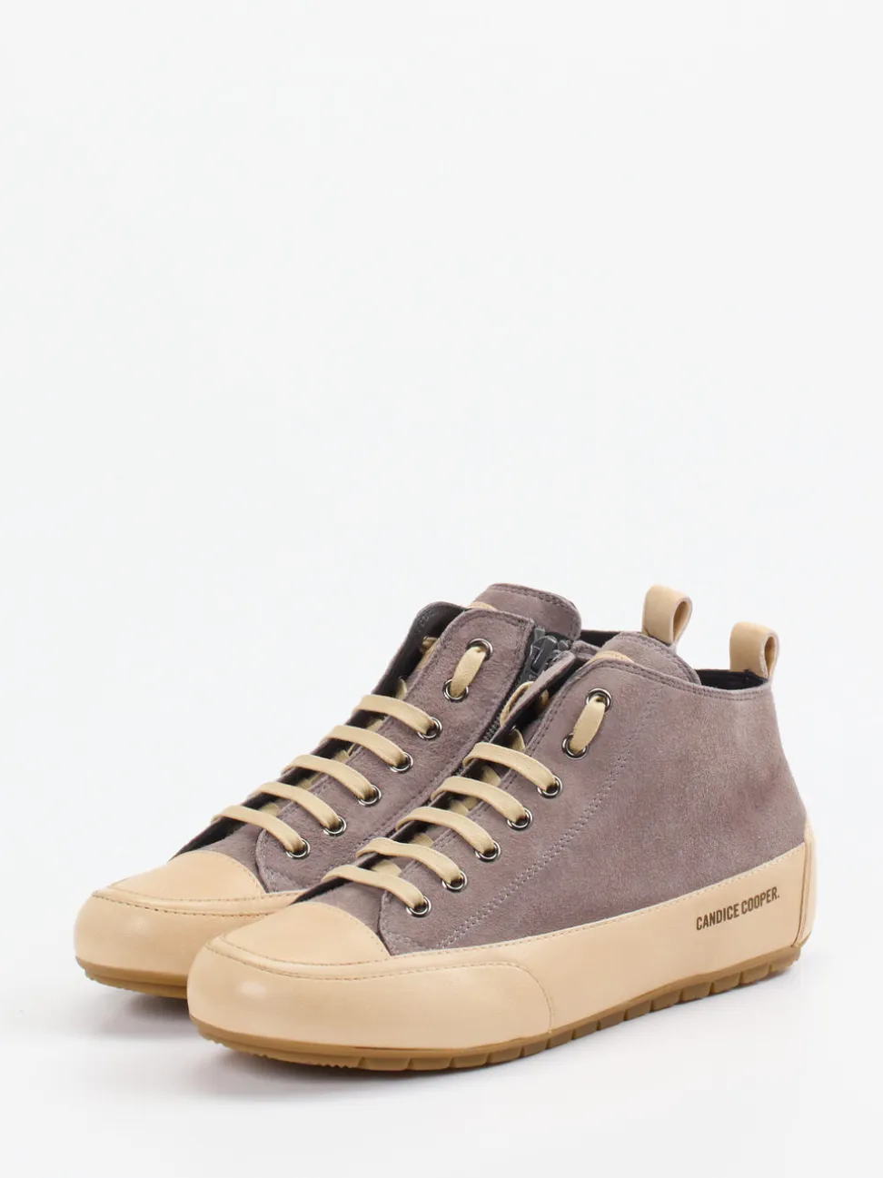 Candice Cooper – Mid-Top Sneaker aus Leder taupe