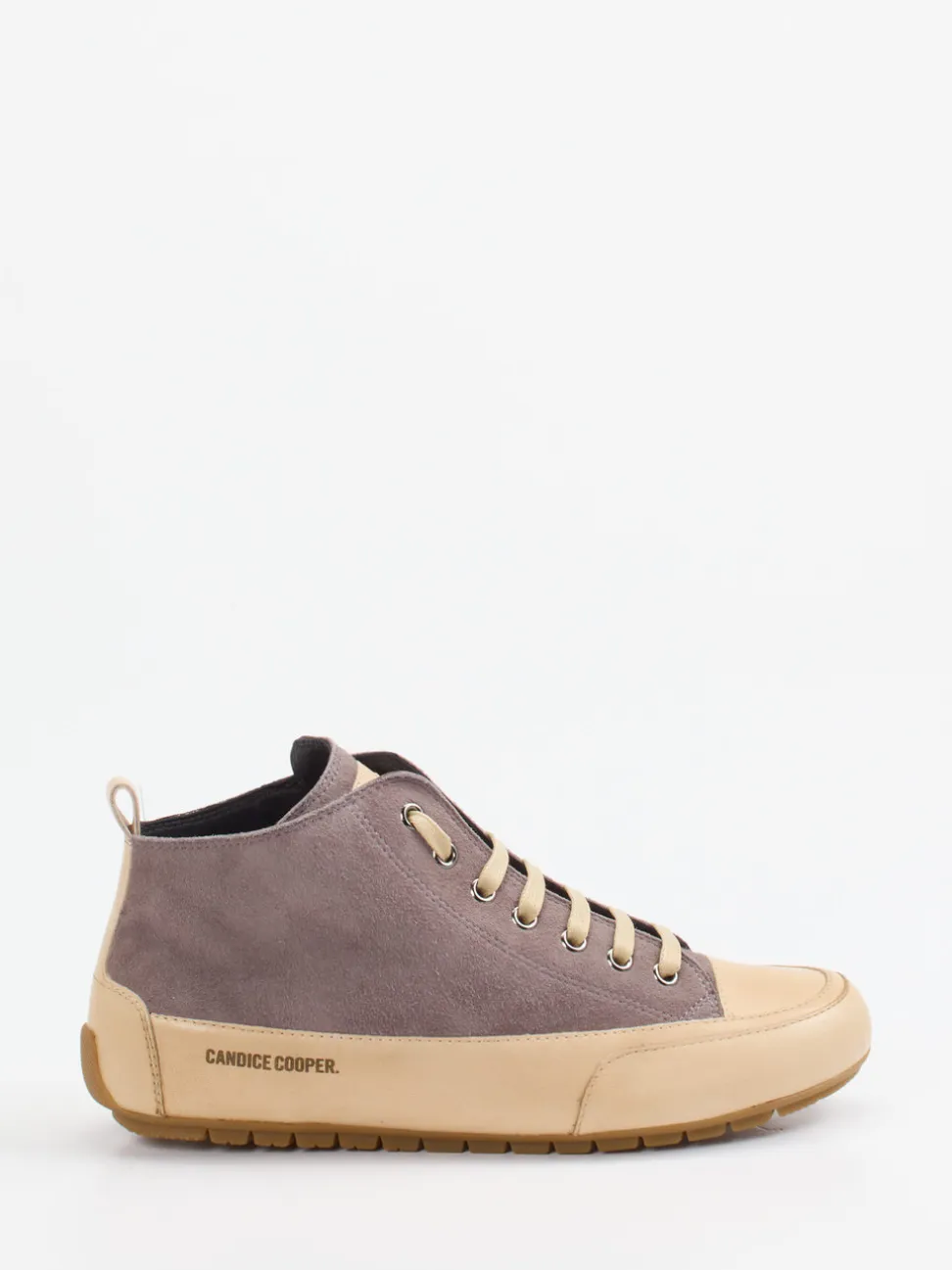 Candice Cooper – Mid-Top Sneaker aus Leder taupe