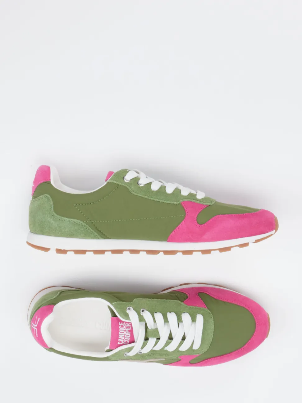 Candice Cooper – Retro-Sneaker aus Veloursleder Olivgrün
