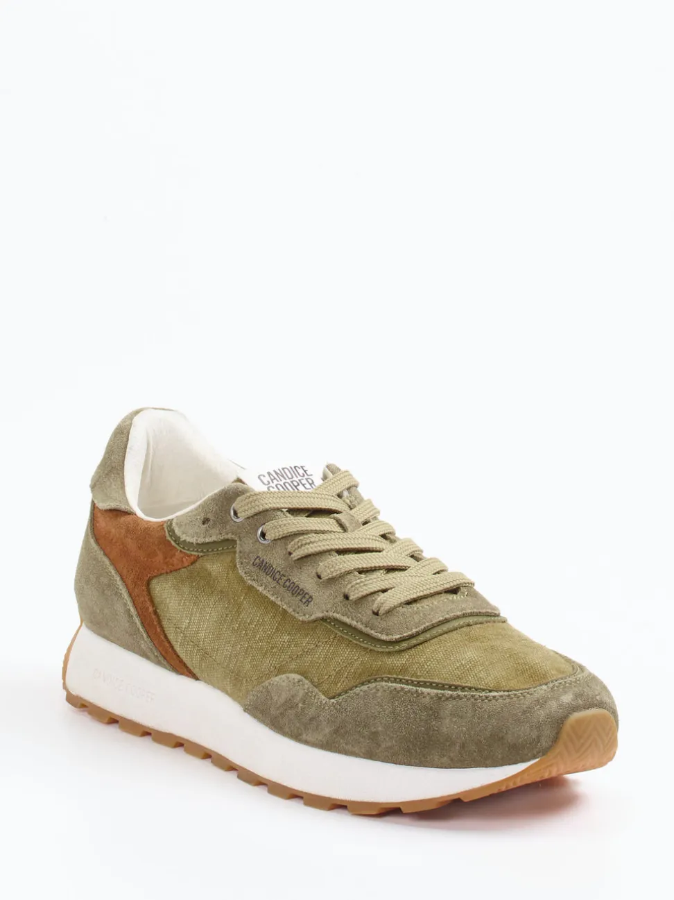 Candice Cooper – Retro-Sneaker aus Veloursleder olivgrün
