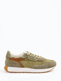 Candice Cooper – Retro-Sneaker aus Veloursleder olivgrün