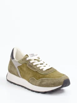 Candice Cooper – Retro-Sneaker aus Veloursleder Olivgrün