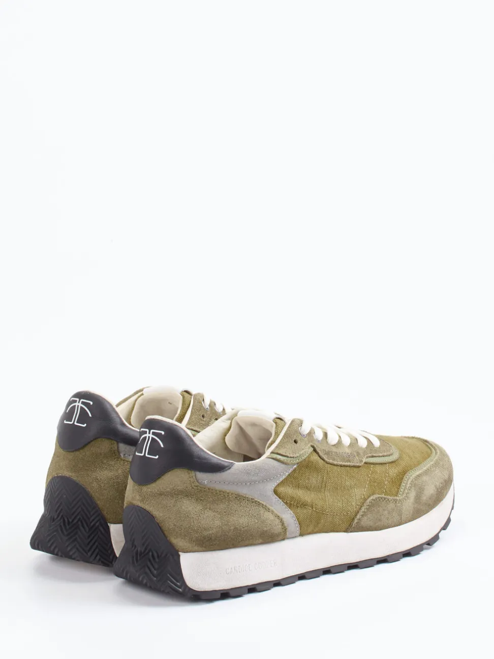 Candice Cooper – Retro-Sneaker aus Veloursleder Olivgrün