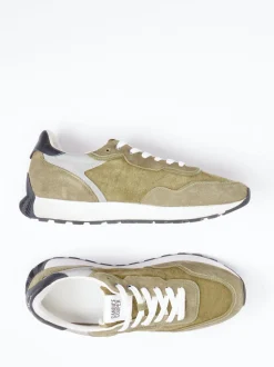 Candice Cooper – Retro-Sneaker aus Veloursleder Olivgrün