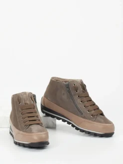 Candice Cooper – Schnürboots aus Nubukleder taupefarben