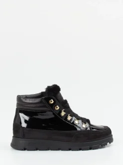 Candice Cooper – Schnürboots aus Lackleder Schwarz