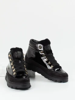 Candice Cooper – Schnürboots aus Lackleder Schwarz