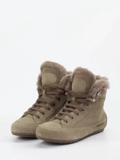 Candice Cooper – Schnürboots aus Nubukleder in Taupe