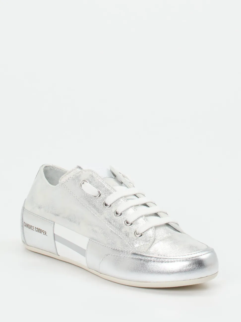 Candice Cooper – Sneaker aus Metallicleder silber