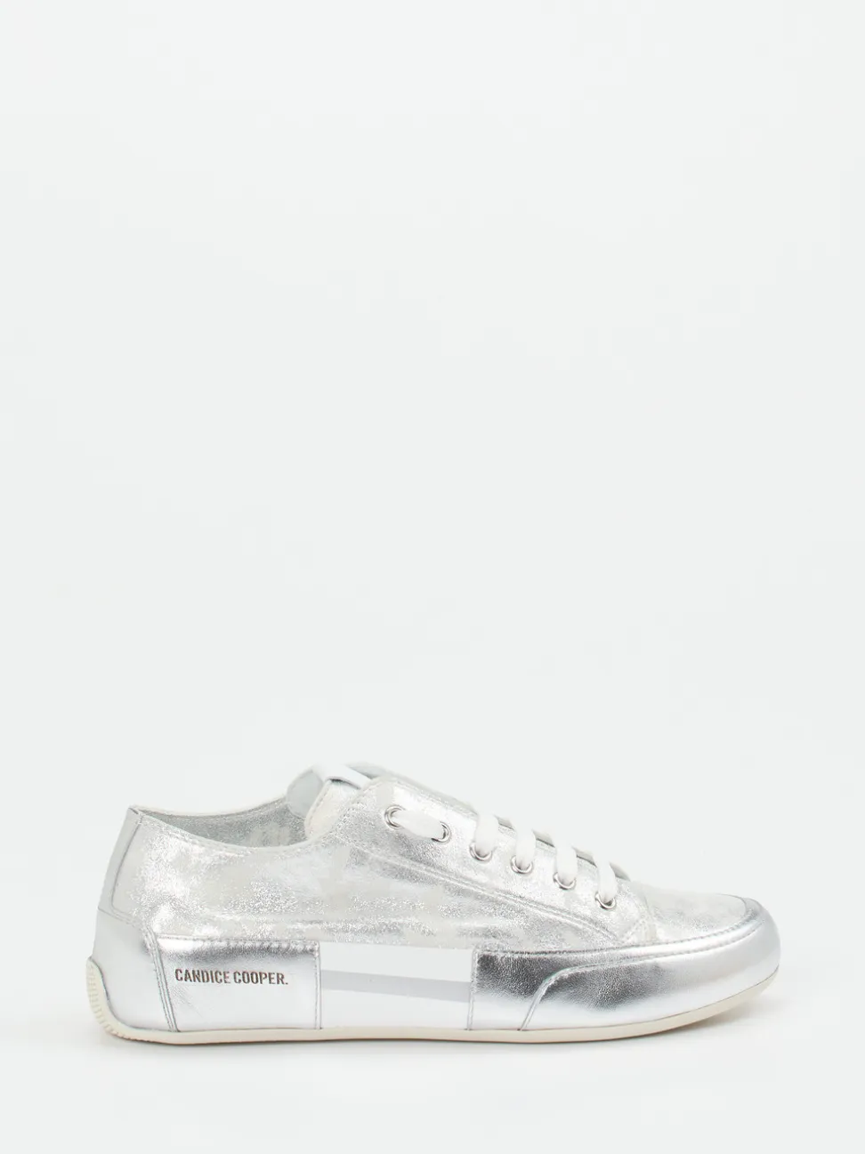 Candice Cooper – Sneaker aus Metallicleder silber