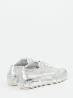 Candice Cooper – Sneaker aus Metallicleder silber