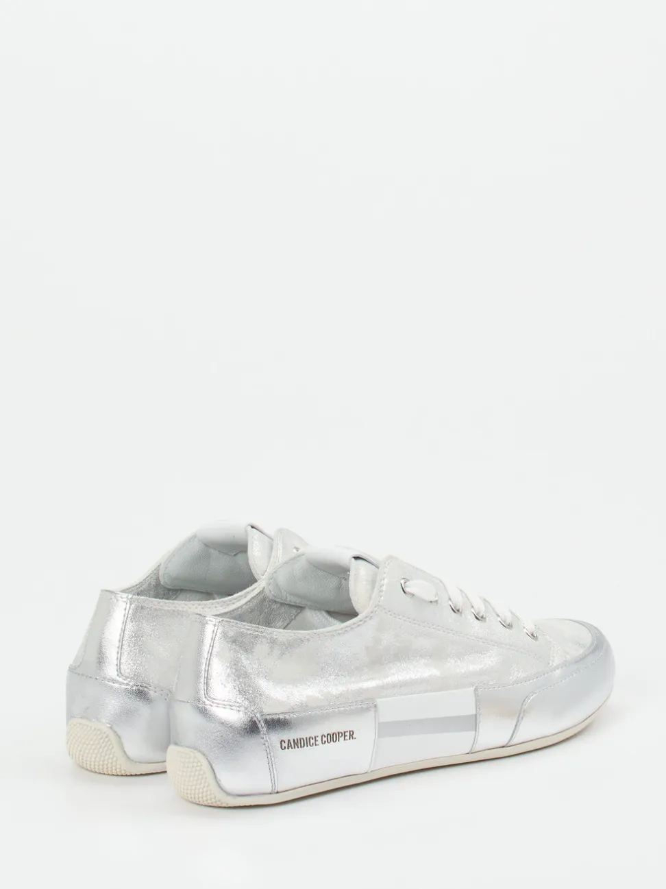 Candice Cooper – Sneaker aus Metallicleder silber