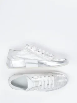 Candice Cooper – Sneaker aus Metallicleder silber