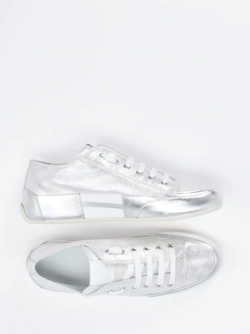 Candice Cooper – Sneaker aus Metallicleder silber