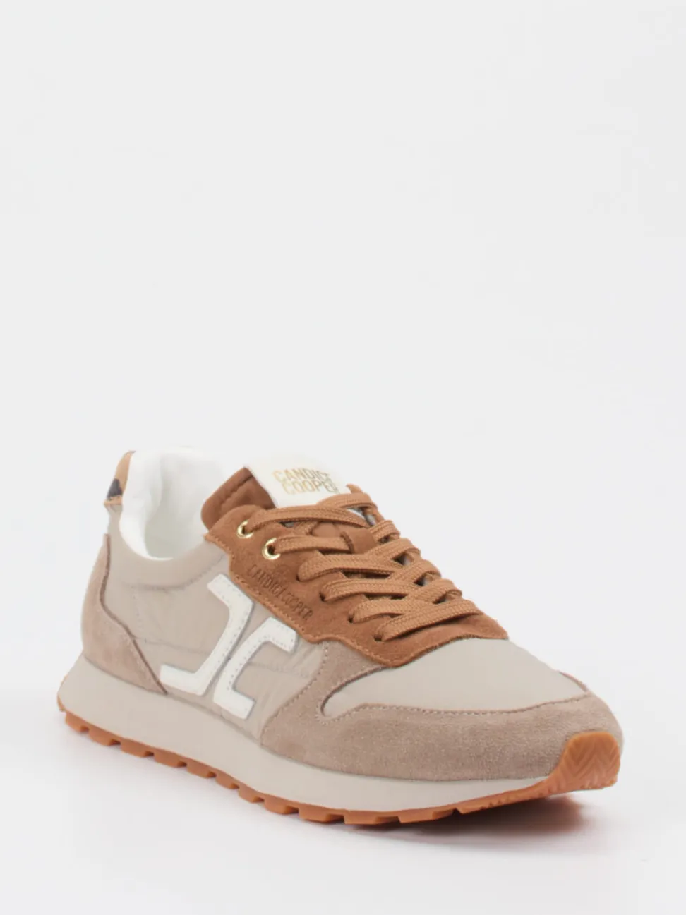 Candice Cooper – Sneaker aus Veloursleder und Nylon beige