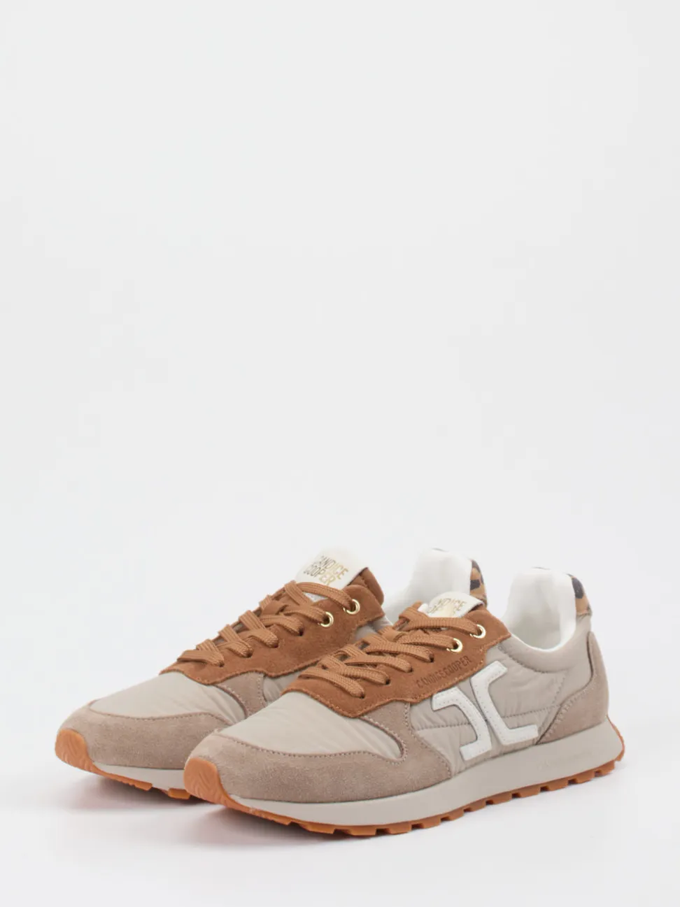 Candice Cooper – Sneaker aus Veloursleder und Nylon beige