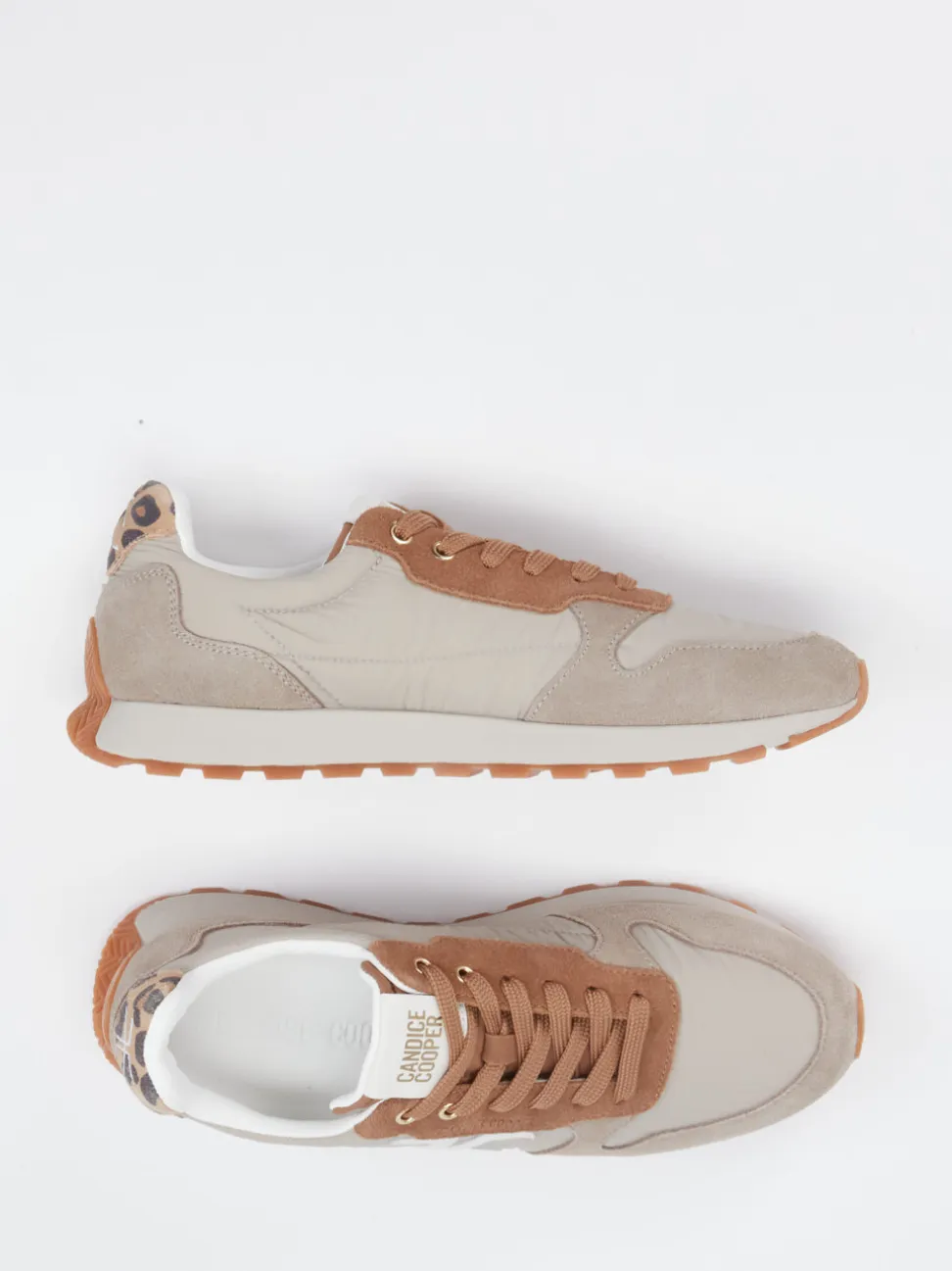 Candice Cooper – Sneaker aus Veloursleder und Nylon beige