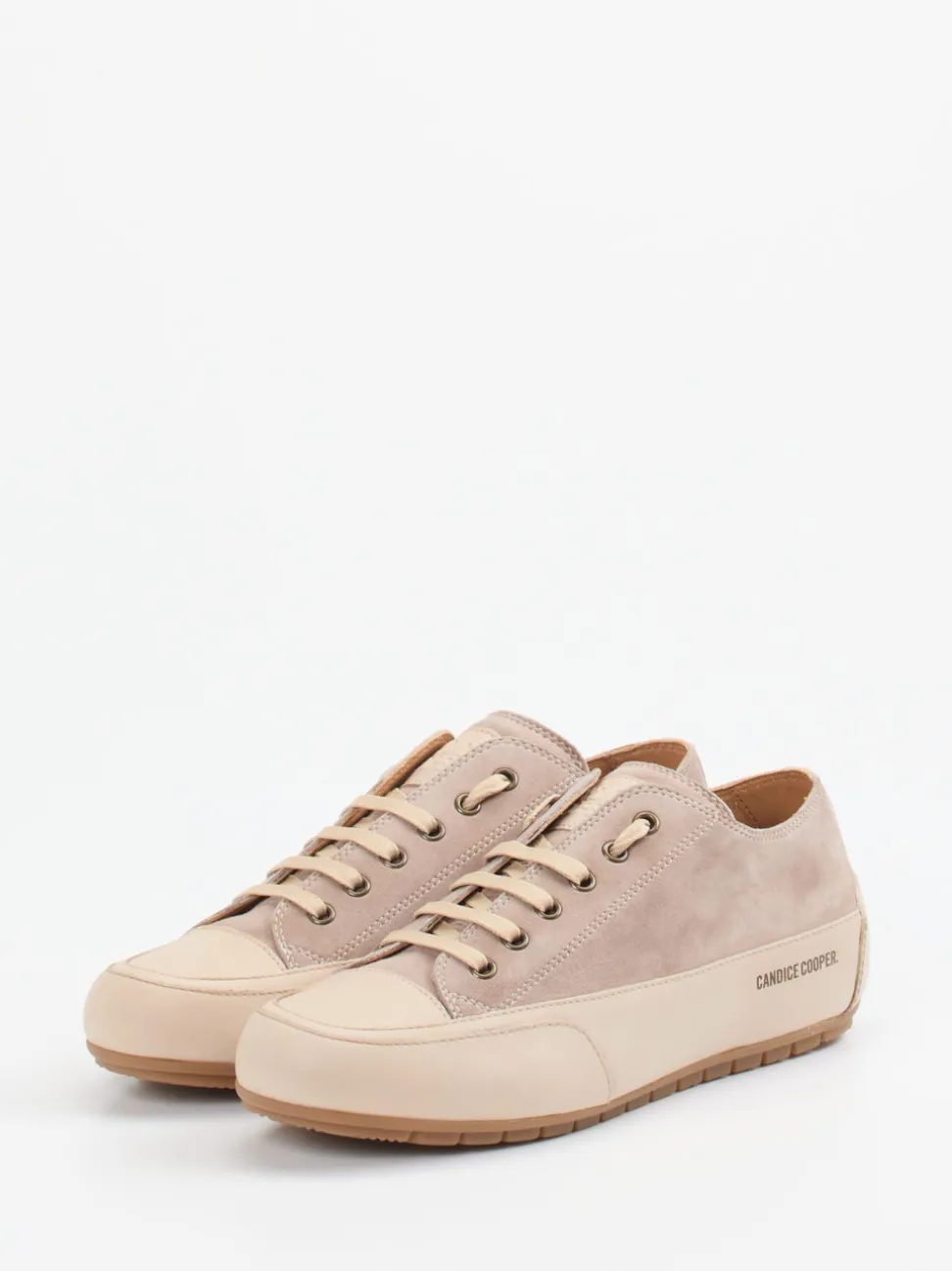 Candice Cooper – Sneaker aus Velours- und Glattleder Beige