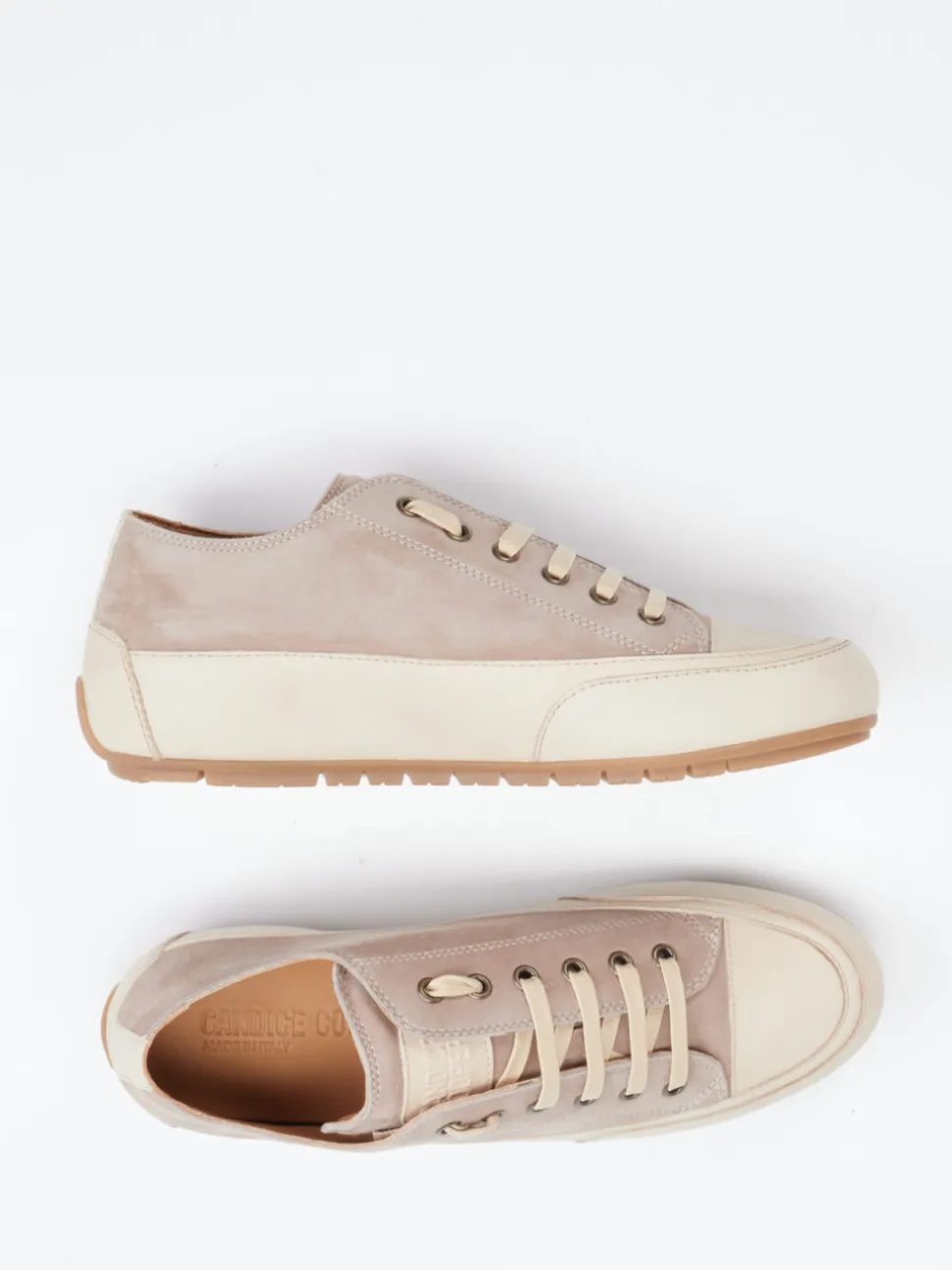 Candice Cooper – Sneaker aus Velours- und Glattleder Beige