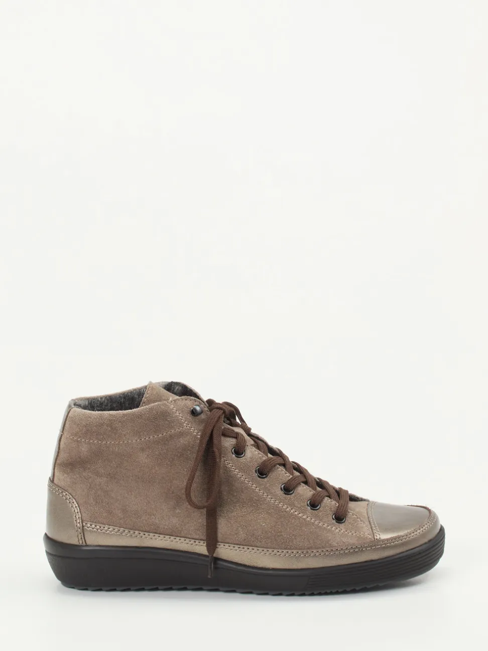 Christian Dietz – High-Top Schnürschuh aus Veloursleder taupe