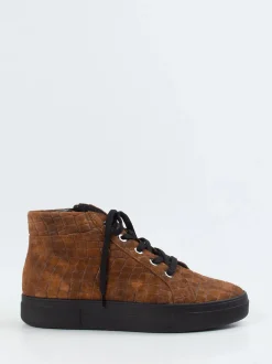 Christian Dietz – High-Top Sneaker aus geprägtem Leder braun