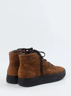 Christian Dietz – High-Top Sneaker aus geprägtem Leder braun