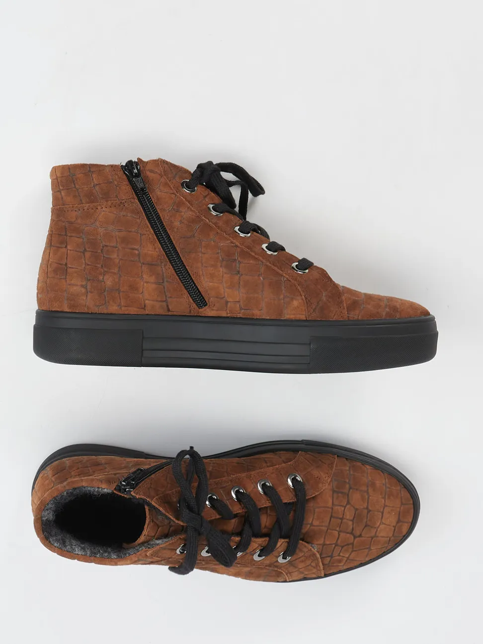 Christian Dietz – High-Top Sneaker aus geprägtem Leder braun