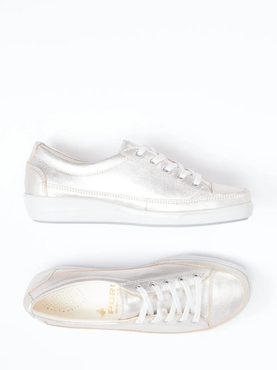 Christian Dietz – Komfort-Sneaker aus Metallicleder Beige