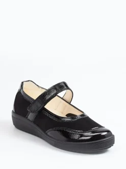 Christian Dietz – Mary Janes aus Stretch und Lackleder Schwarz