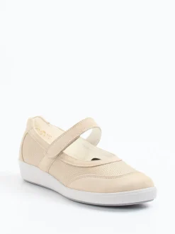 Christian Dietz – Mary Jane Sneaker aus Stretch und Veloursleder beige