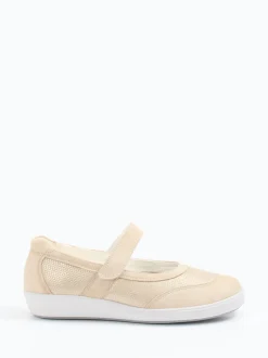 Christian Dietz – Mary Jane Sneaker aus Stretch und Veloursleder beige
